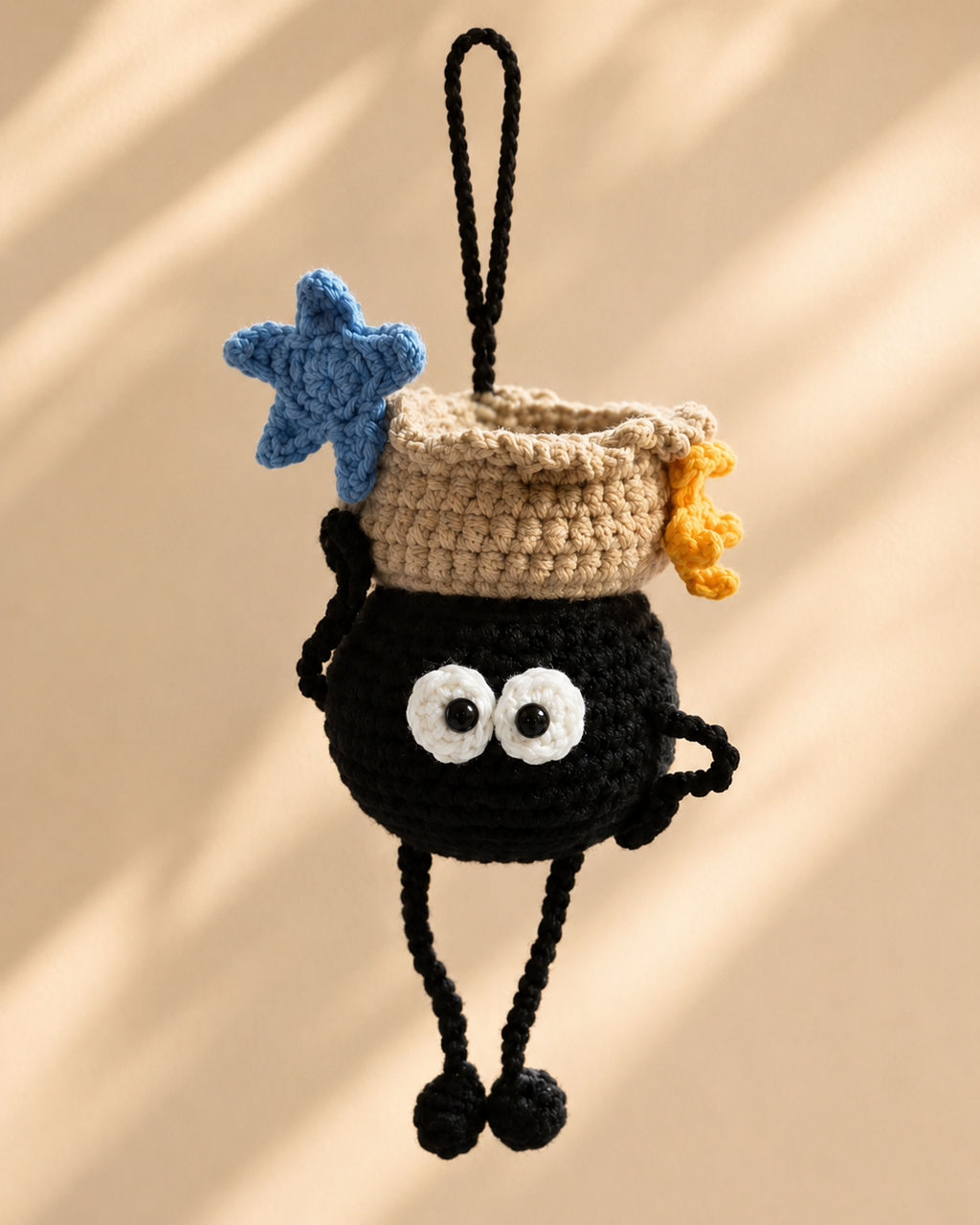 Cute Soot Fly Charm Gift Idea, Handmade Crochet Halloween Car Hanging Decor & Gift