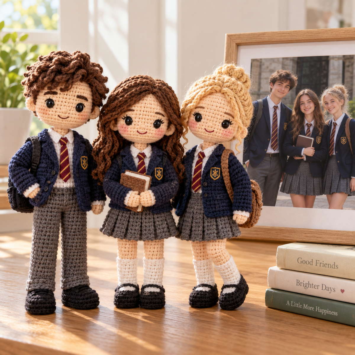 Personalized School Uniform Crochet Doll From Photo | Custom Student Gift Keepsake