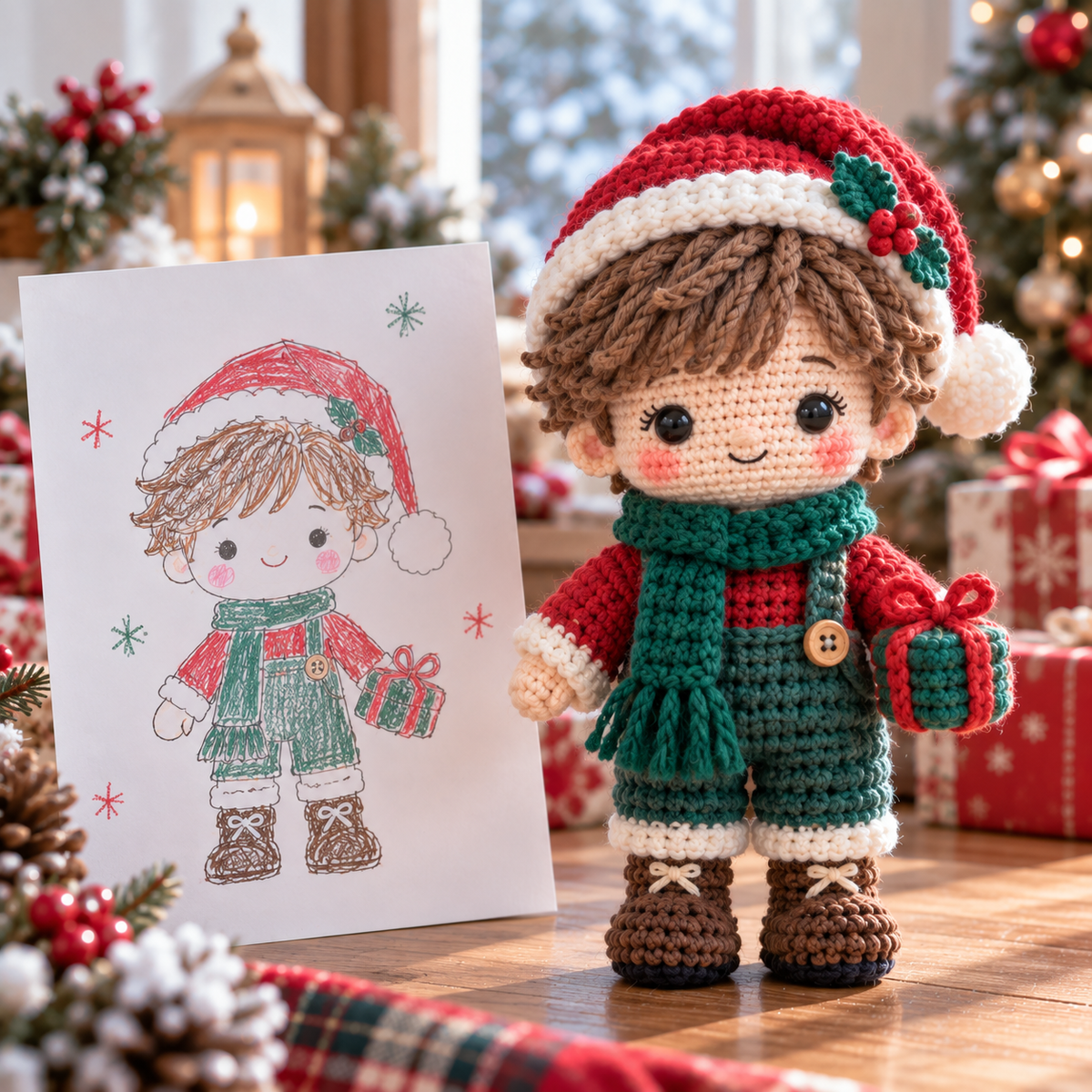 Custom Christmas Crochet Doll From Photo | Personalized Handmade Christmas Gift