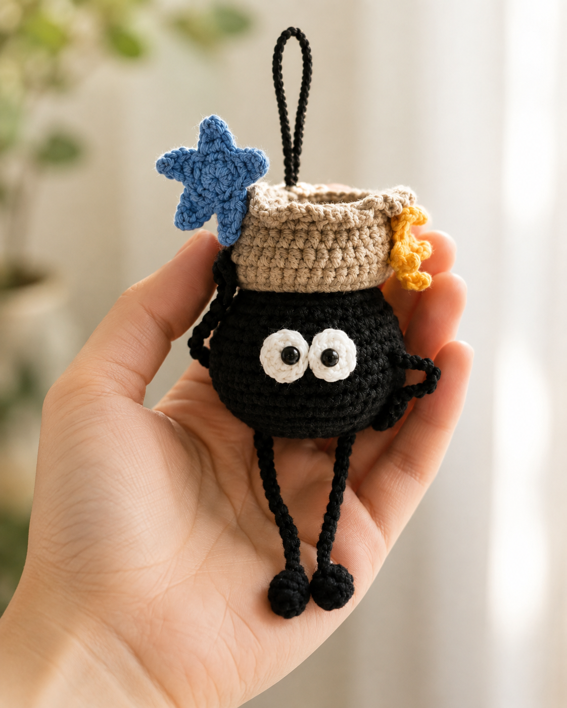 Cute Soot Fly Charm Gift Idea, Handmade Crochet Halloween Car Hanging Decor & Gift