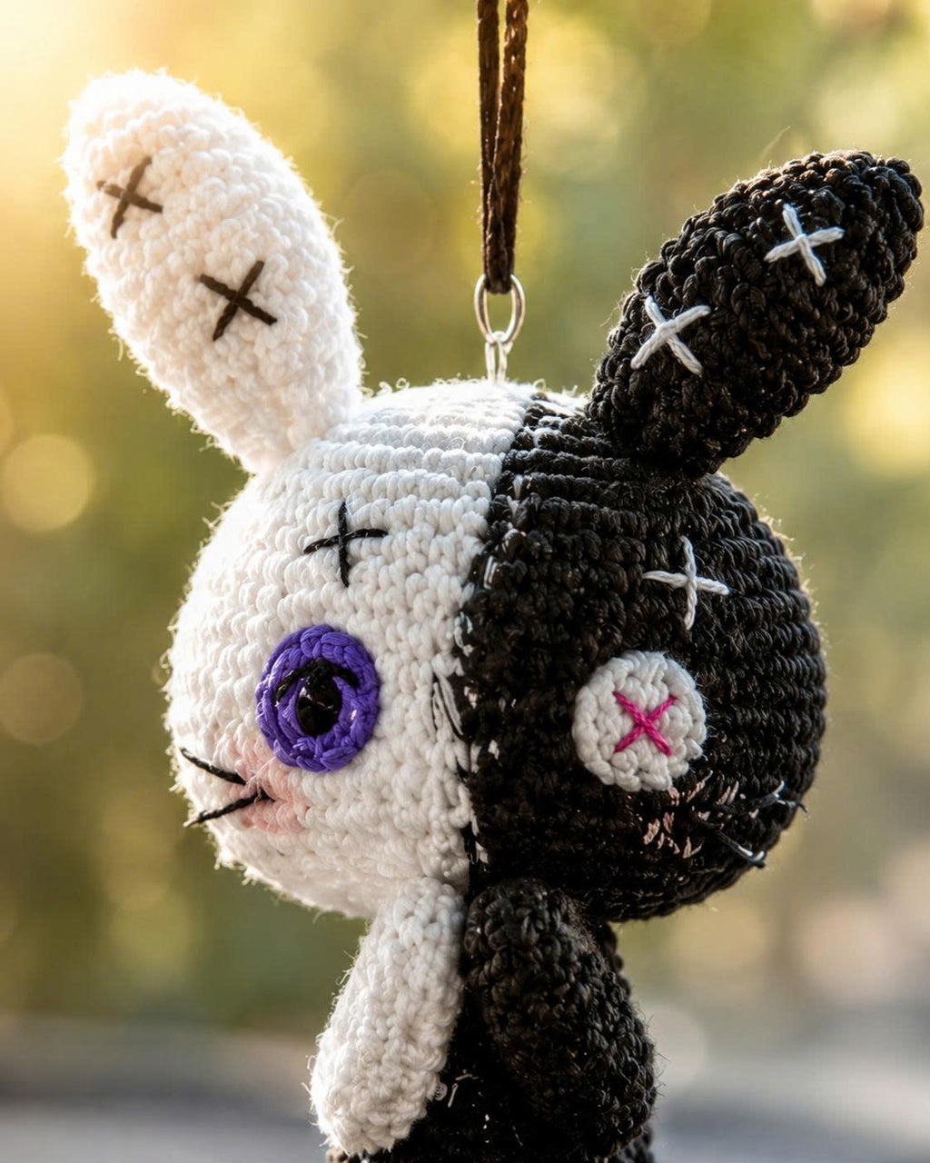 Crochet Halloween Bunny Car Hanging | Handmade Spooky Car Charm