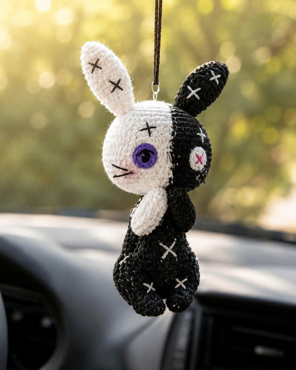 Crochet Halloween Bunny Car Hanging | Handmade Spooky Car Charm
