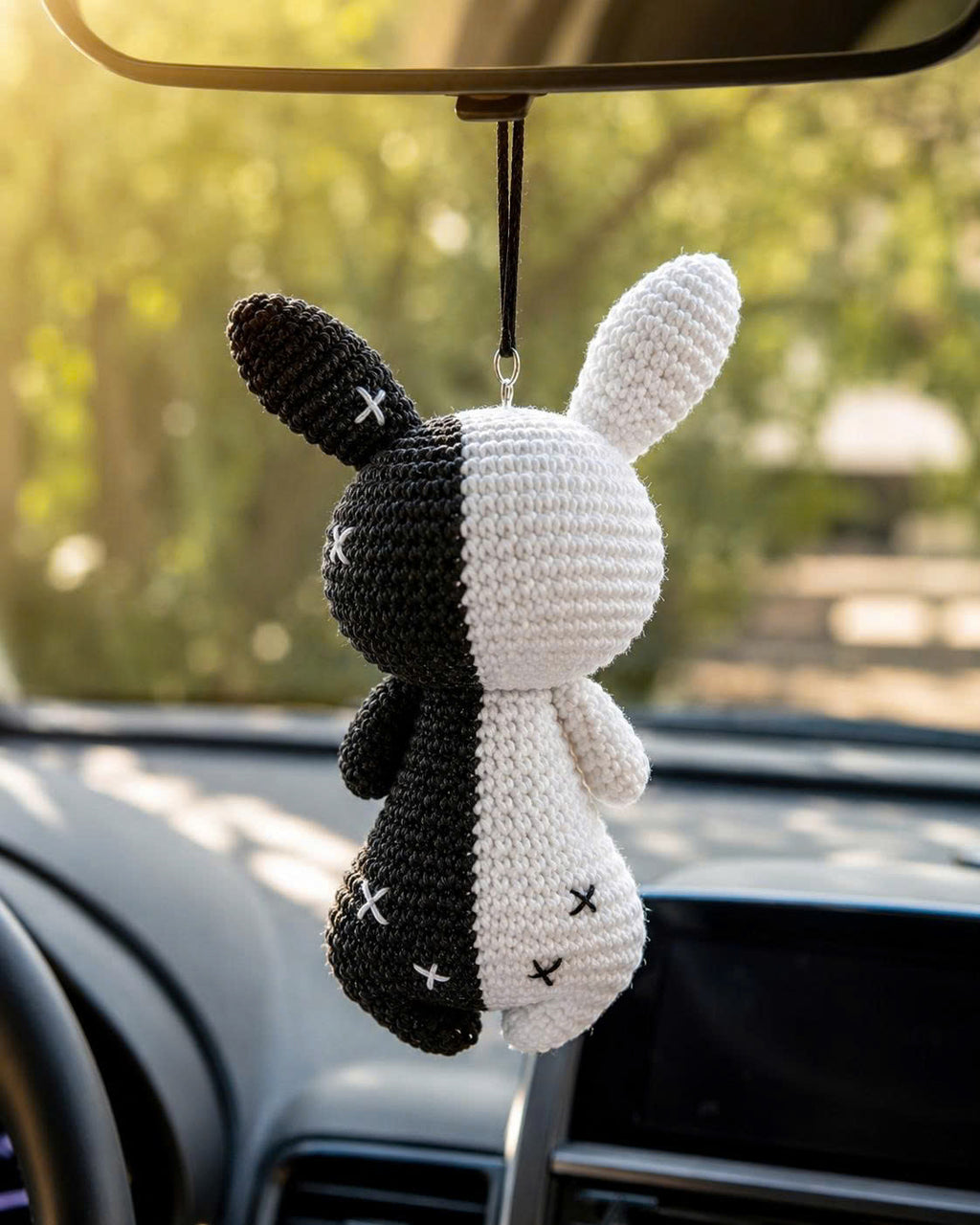 Crochet Halloween Bunny Car Hanging | Handmade Spooky Car Charm