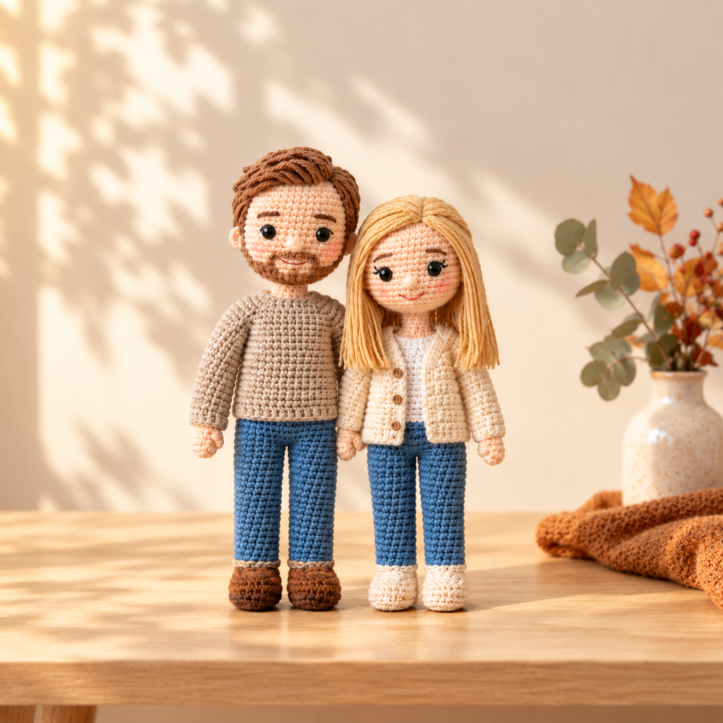 Custom Crochet Couple Doll From Photo – Personalized Couple Gift
