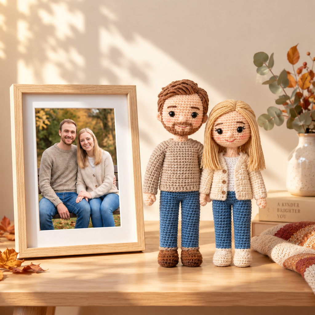 Custom Crochet Couple Doll From Photo – Personalized Couple Gift
