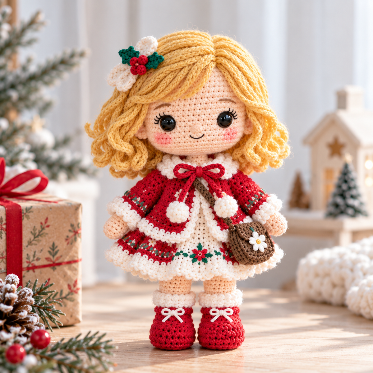 Personalized Crochet Christmas Doll | Custom Doll From Picture | Handmade Holiday Keepsake