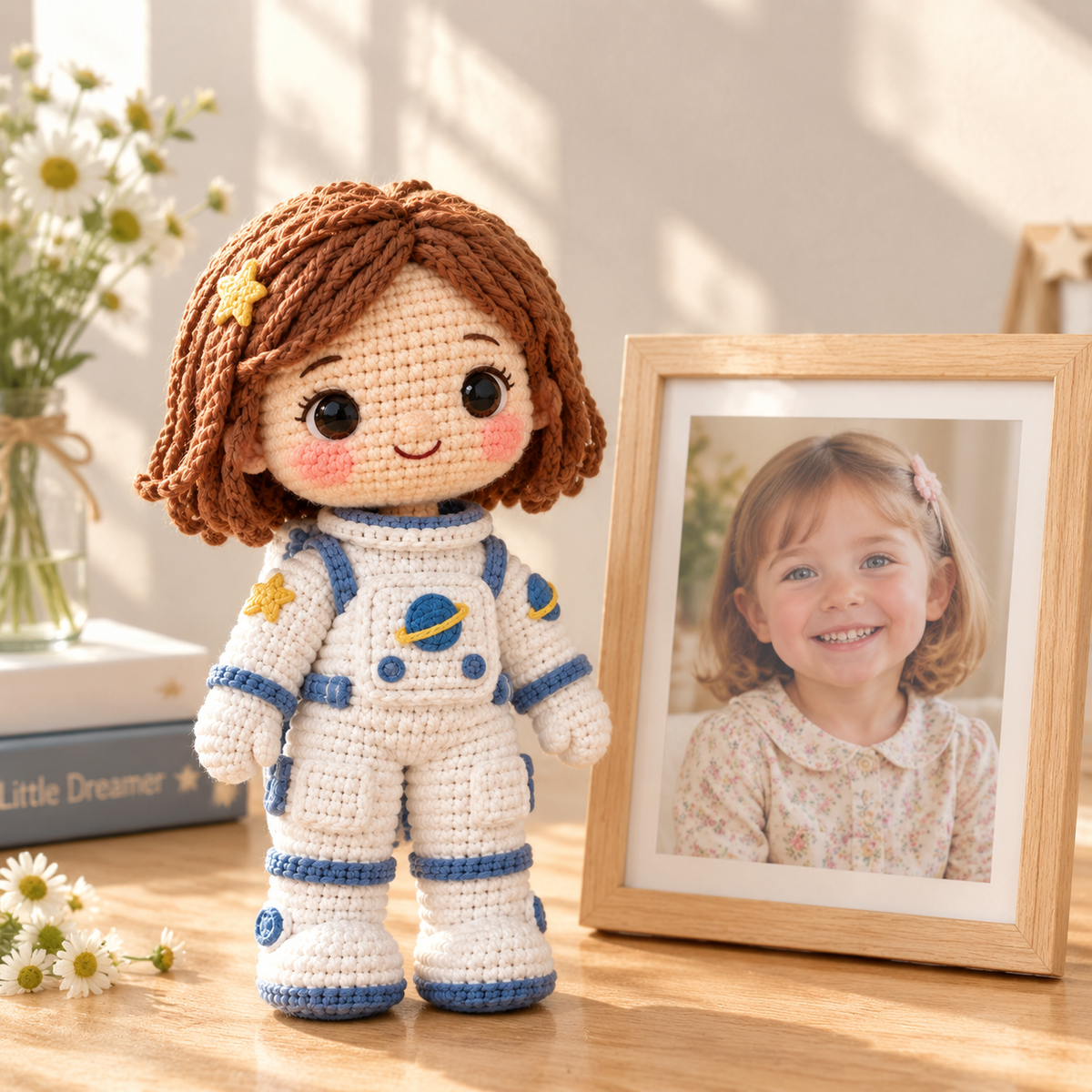 Personalized Astronaut Crochet Doll From Photo | Custom Space Gift Keepsake