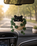 Handmade Crochet Cat Hanging Pot, Cute Halloween Gift & Car Hanging Decoration