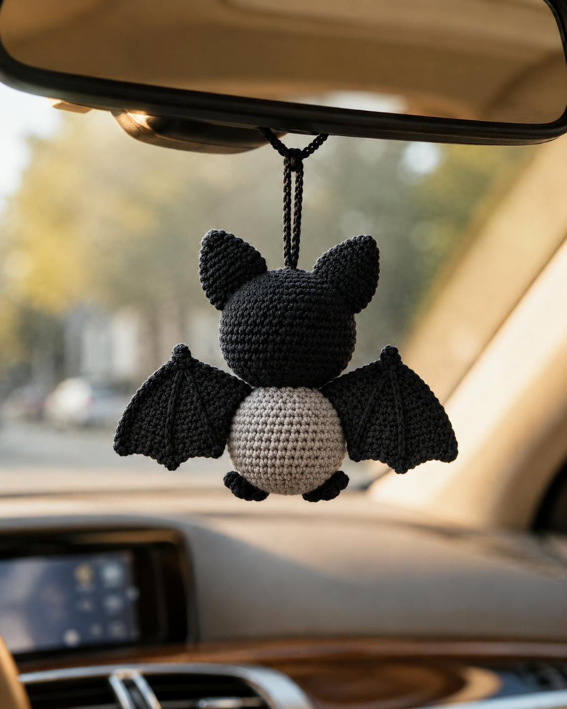 Handmade Crochet Bat Car Charm, Halloween Hanging Decor Gift For Bat Lovers