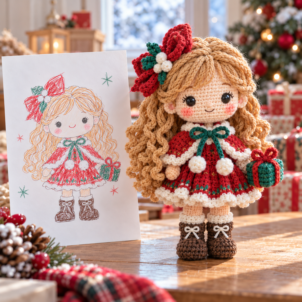 Custom Christmas Crochet Doll From Photo | Personalized Handmade Christmas Gift