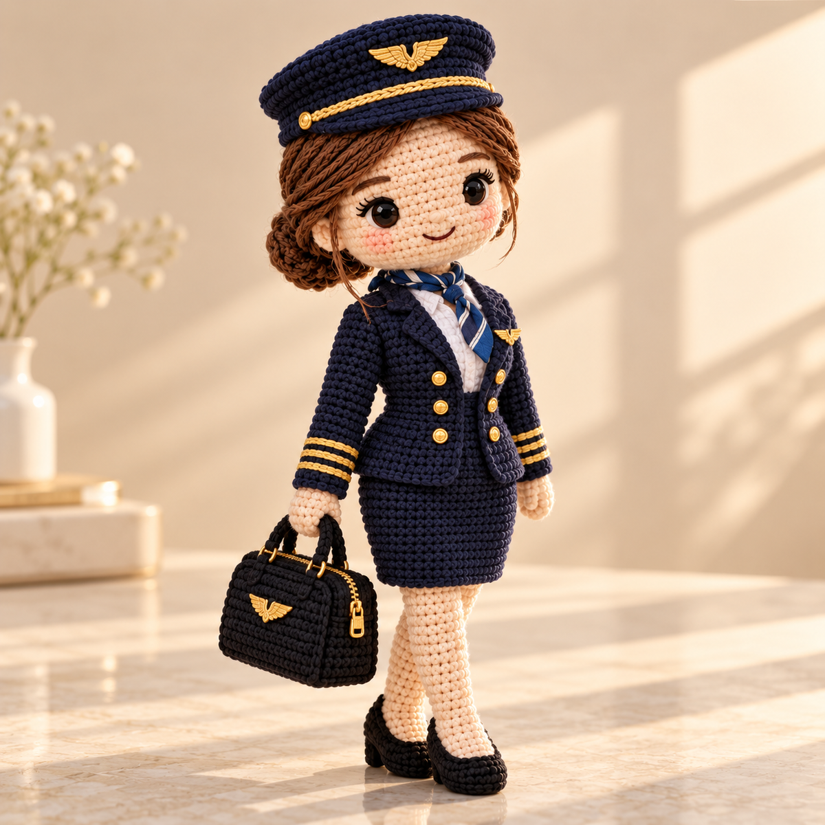 Personalized Pilot Crochet Doll From Photo | Custom Aviation Keepsake Gift