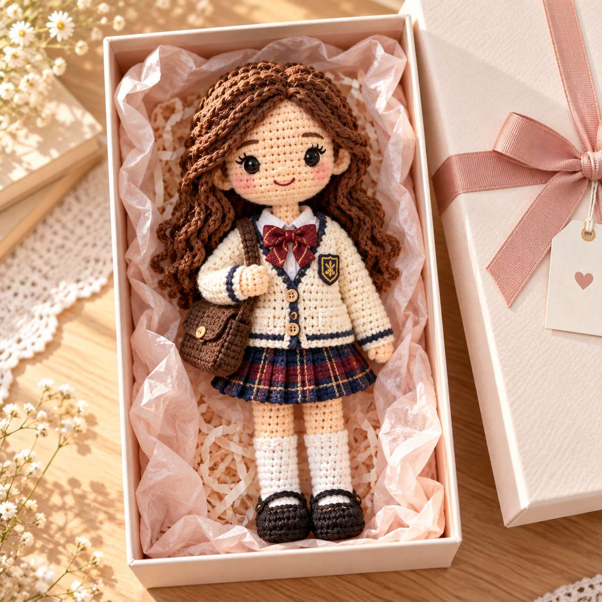 Personalized School Uniform Crochet Doll From Photo | Custom Student Gift Keepsake