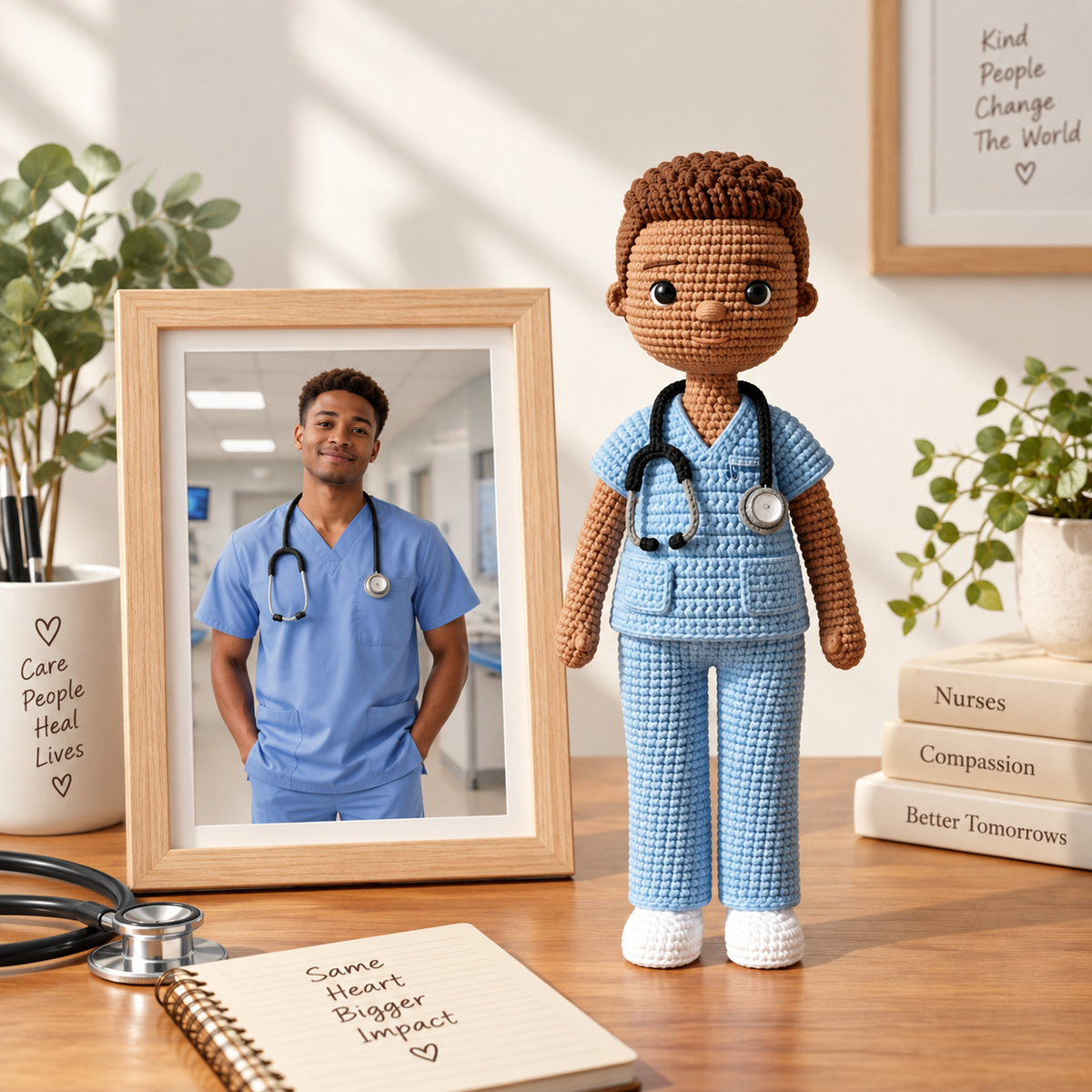 Custom Crochet Nurse Doll From Photo – Personalized Nurse Gift Idea