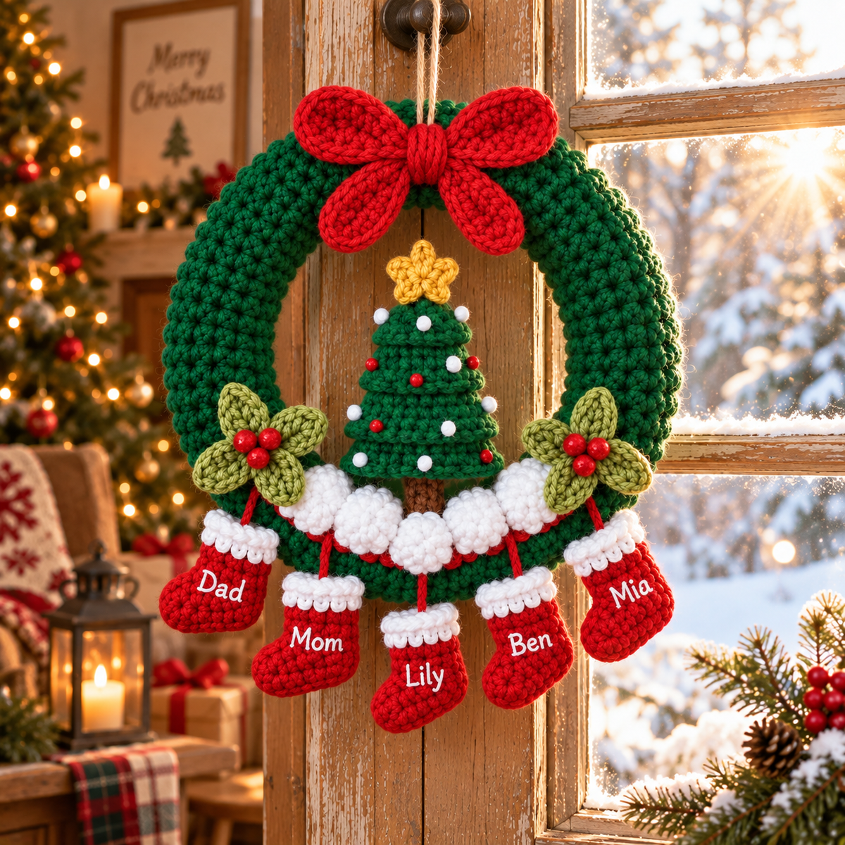 Christmas Wreath Door Hanging | Personalized Handmade Christmas Decor