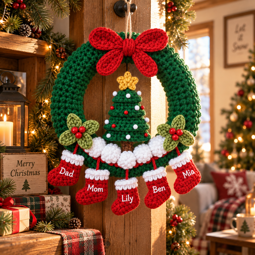 Christmas Wreath Door Hanging | Personalized Handmade Christmas Decor