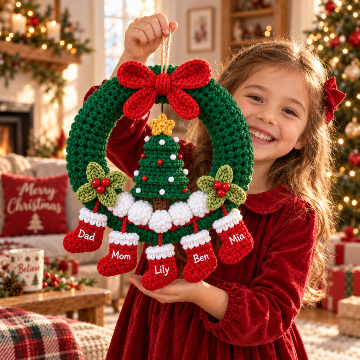 Christmas Wreath Door Hanging | Personalized Handmade Christmas Decor
