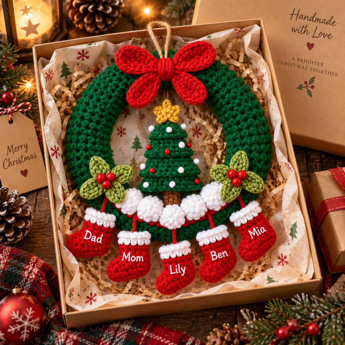 Christmas Wreath Door Hanging | Personalized Handmade Christmas Decor