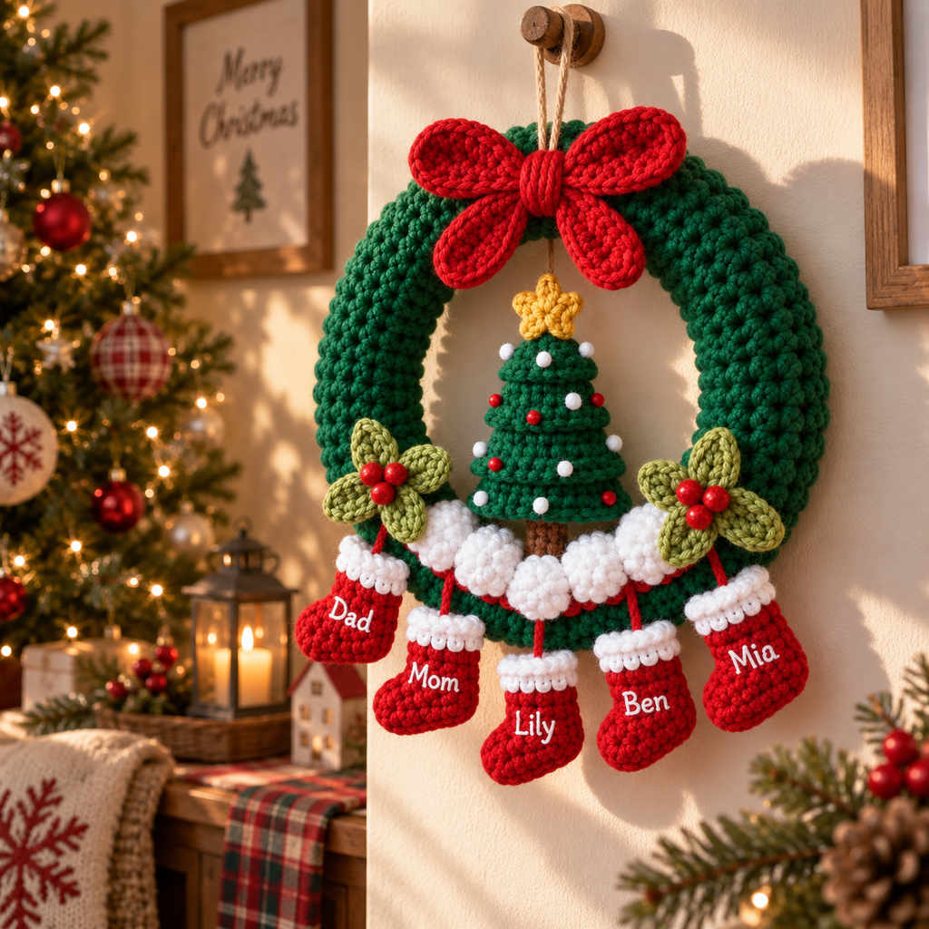 Christmas Wreath Door Hanging | Personalized Handmade Christmas Decor