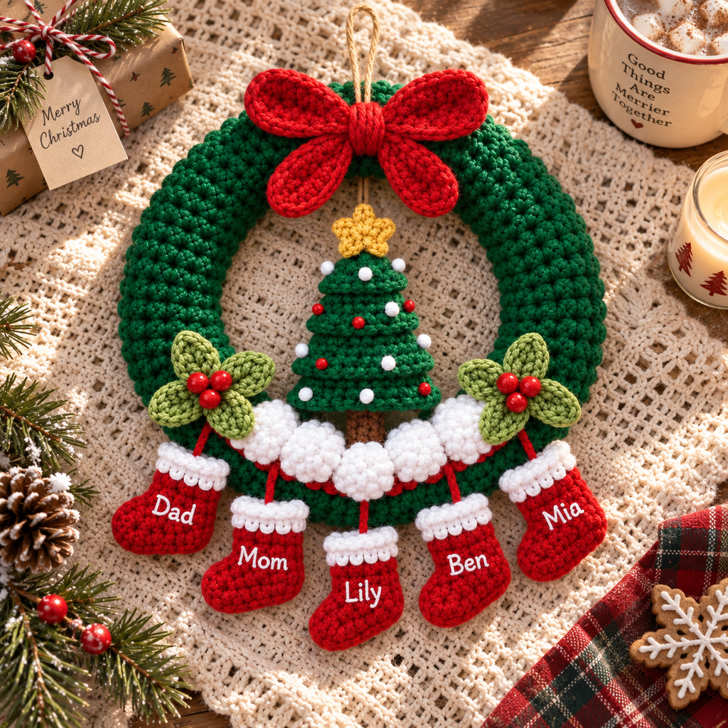 Christmas Wreath Door Hanging | Personalized Handmade Christmas Decor
