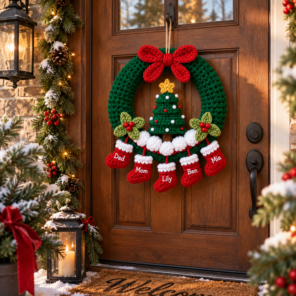 Christmas Wreath Door Hanging | Personalized Handmade Christmas Decor