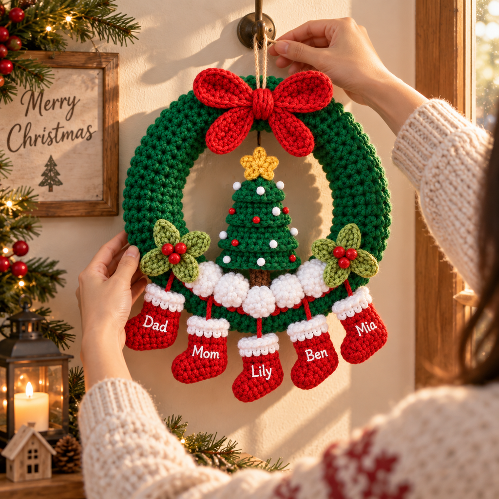 Christmas Wreath Door Hanging | Personalized Handmade Christmas Decor