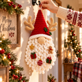 Crochet Christmas Gnome Door Hanging - Handmade Holiday Decor