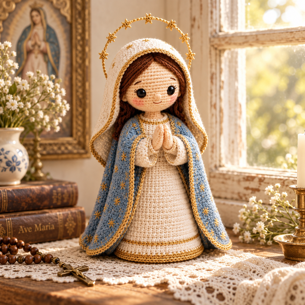 Crochet Virgin Mary – Handmade Catholic Gift & Marian Decor