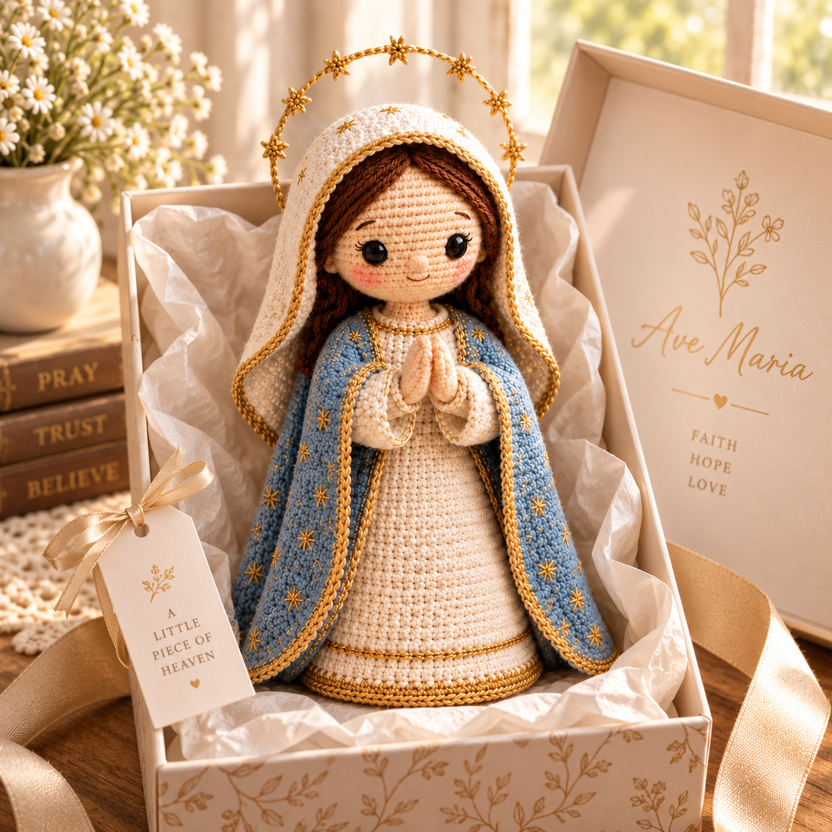 Crochet Virgin Mary – Handmade Catholic Gift & Marian Decor