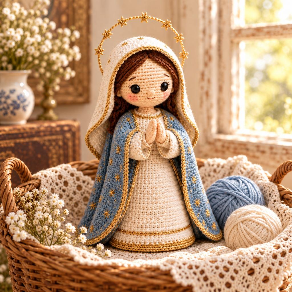 Crochet Virgin Mary – Handmade Catholic Gift & Marian Decor