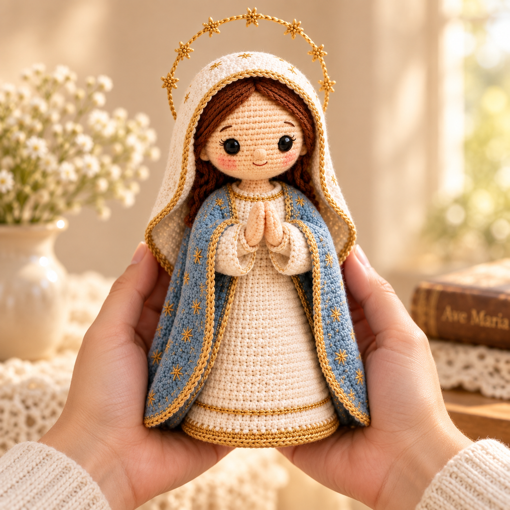 Crochet Virgin Mary – Handmade Catholic Gift & Marian Decor
