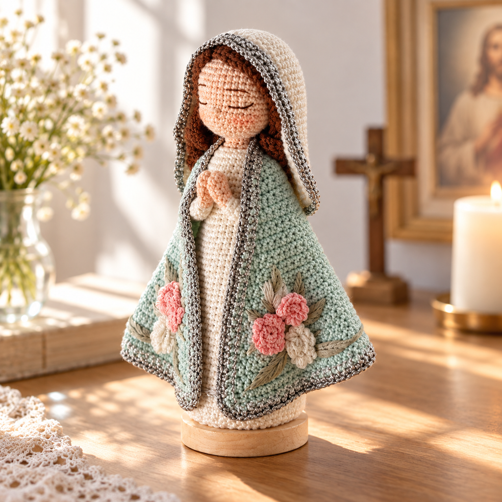 Crochet Virgin Mary Figure – Handmade Catholic Gift for Christmas