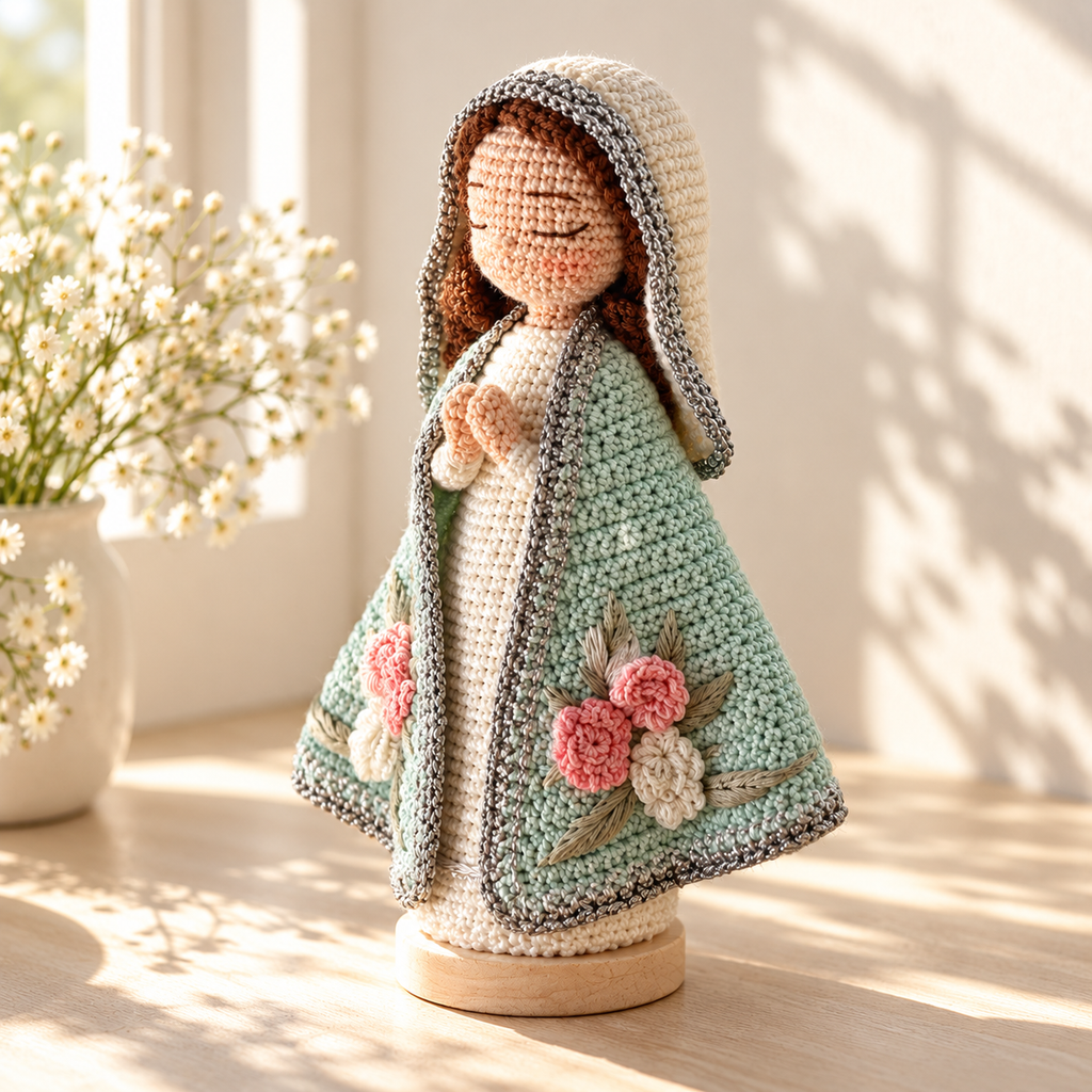 Crochet Virgin Mary Figure – Handmade Catholic Gift for Christmas
