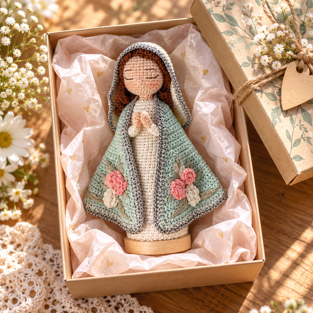Crochet Virgin Mary Figure – Handmade Catholic Gift for Christmas