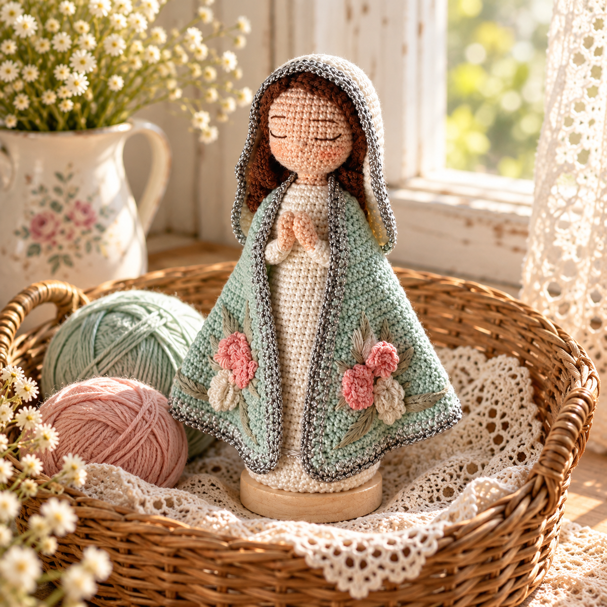 Crochet Virgin Mary Figure – Handmade Catholic Gift for Christmas