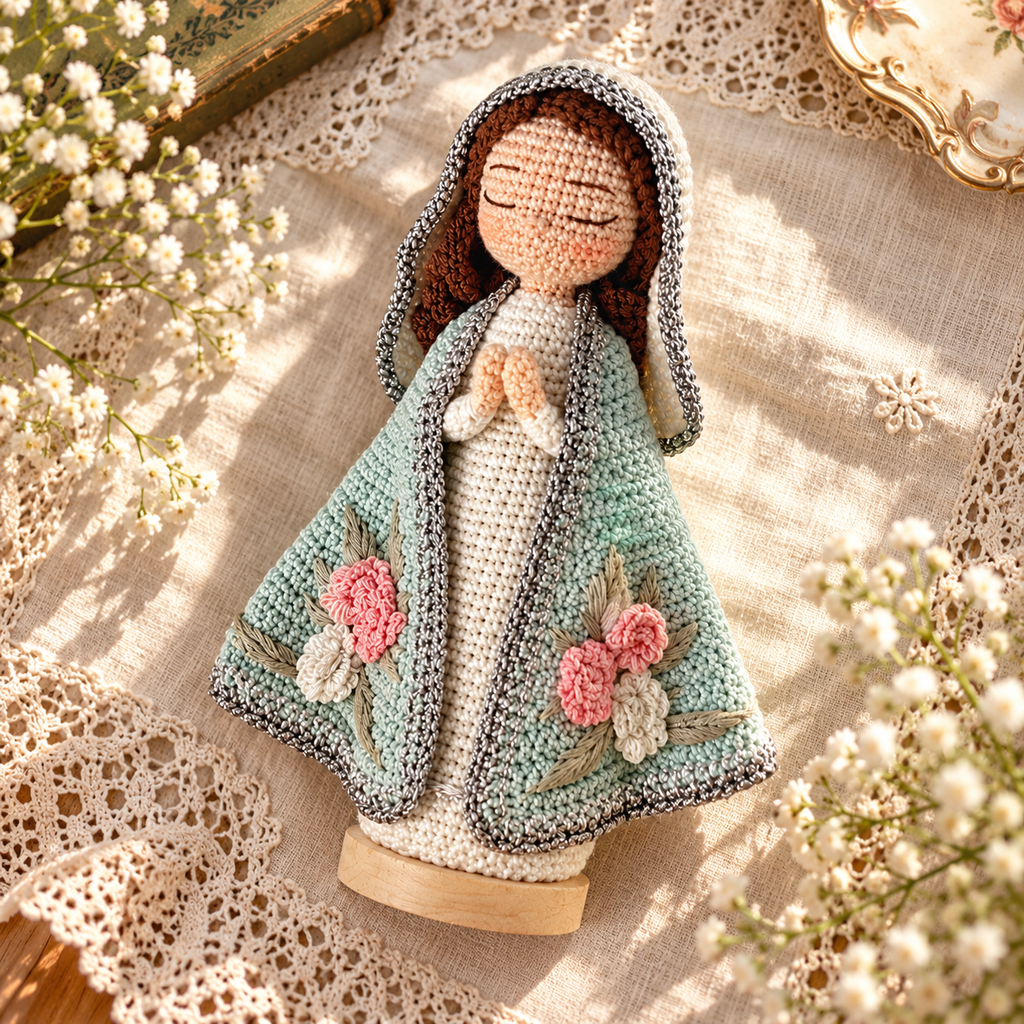 Crochet Virgin Mary Figure – Handmade Catholic Gift for Christmas