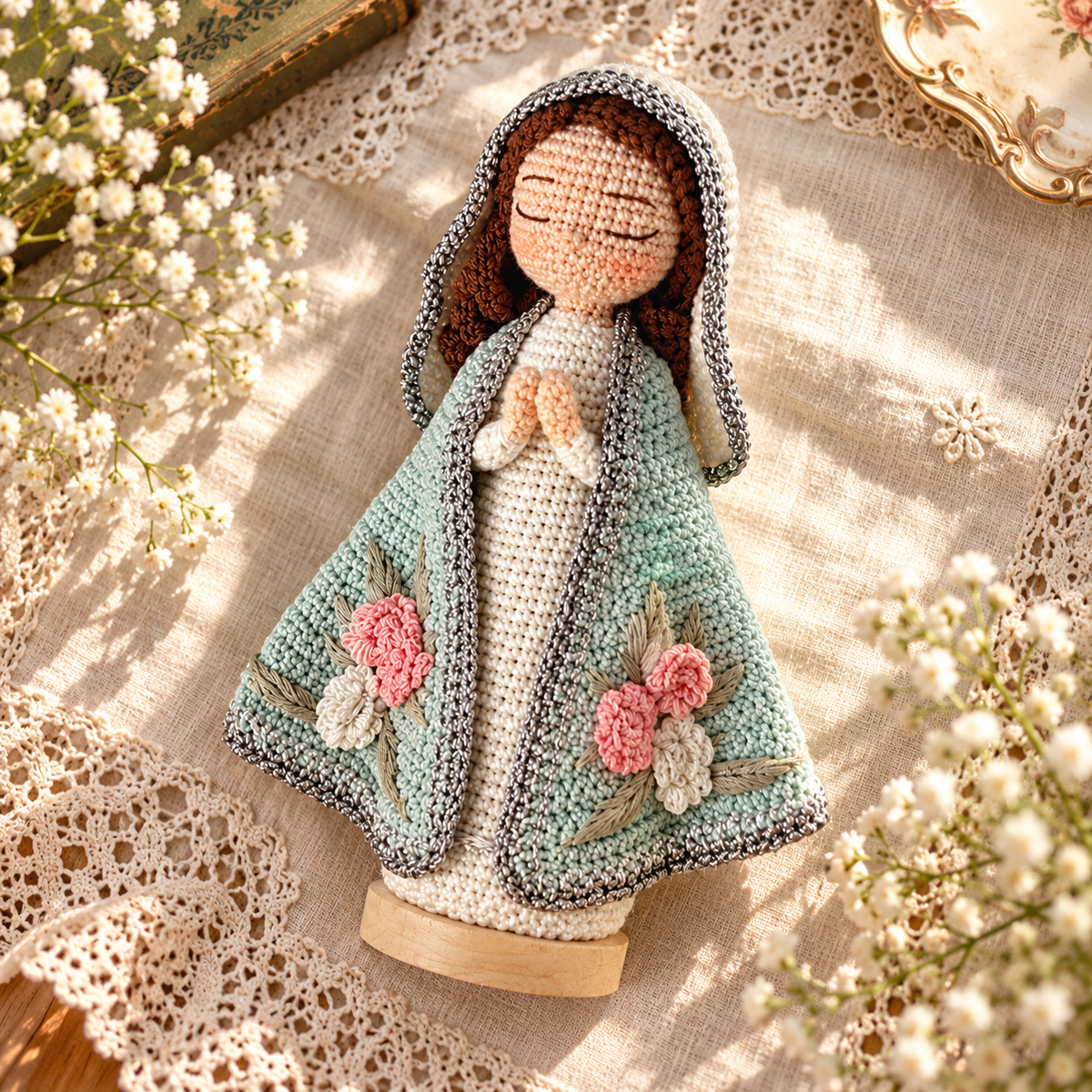 Crochet Virgin Mary Figure – Handmade Catholic Gift for Christmas