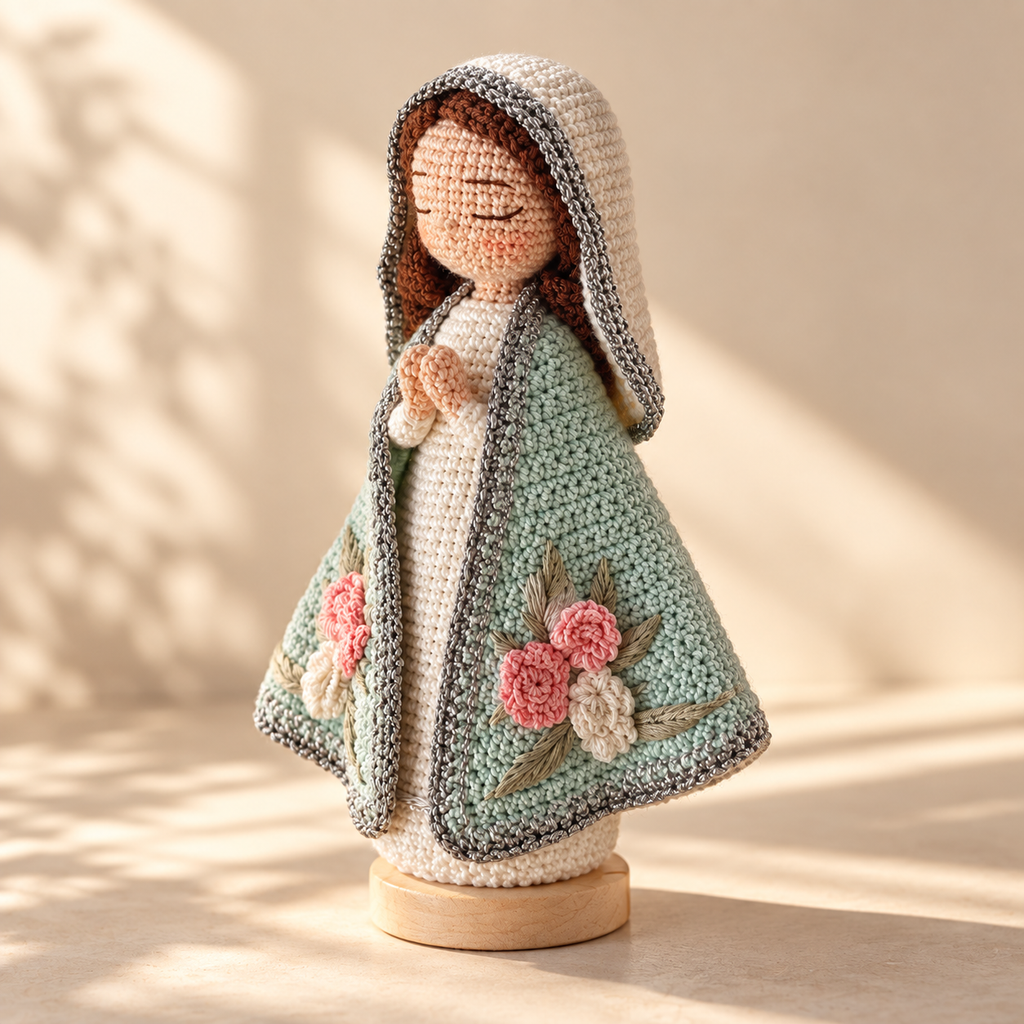 Crochet Virgin Mary Figure – Handmade Catholic Gift for Christmas