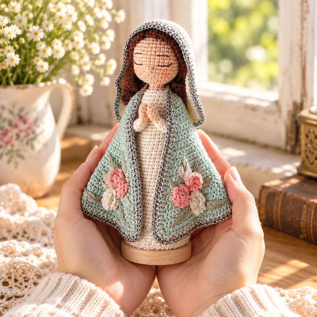 Crochet Virgin Mary Figure – Handmade Catholic Gift for Christmas