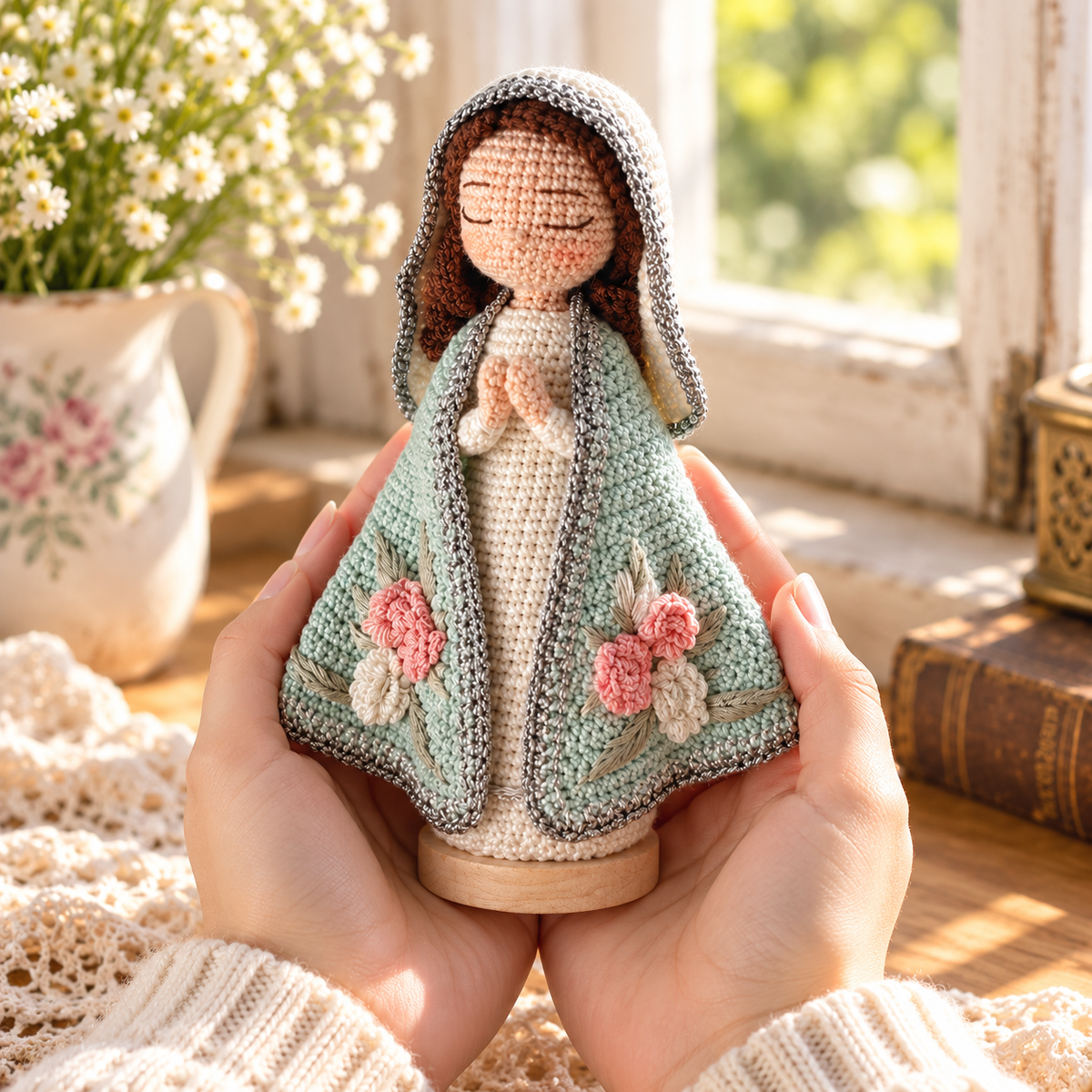 Crochet Virgin Mary Figure – Handmade Catholic Gift for Christmas