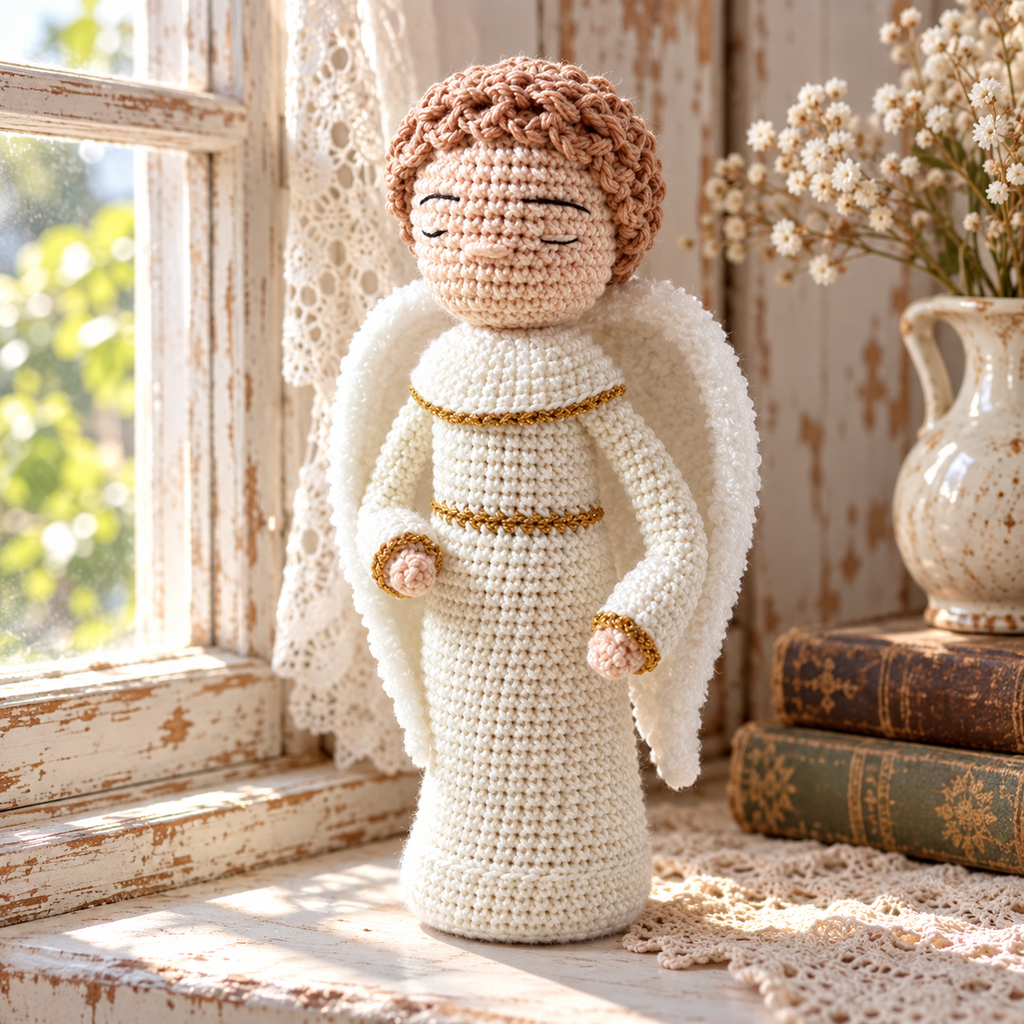 Crochet Angel Christmas Decor, Handmade Christian Keepsake