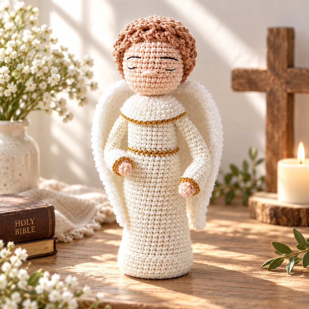 Crochet Angel Christmas Decor, Handmade Christian Keepsake