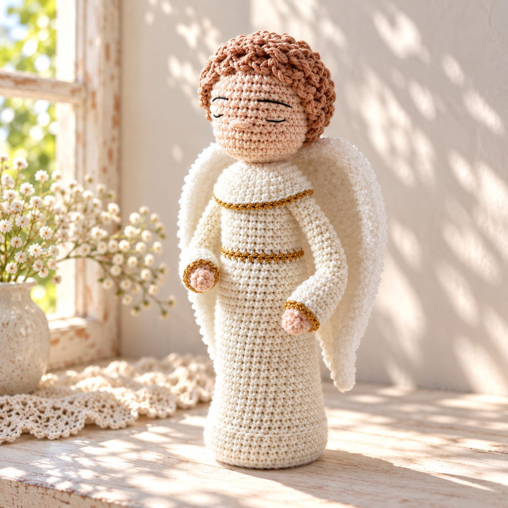 Crochet Angel Christmas Decor, Handmade Christian Keepsake