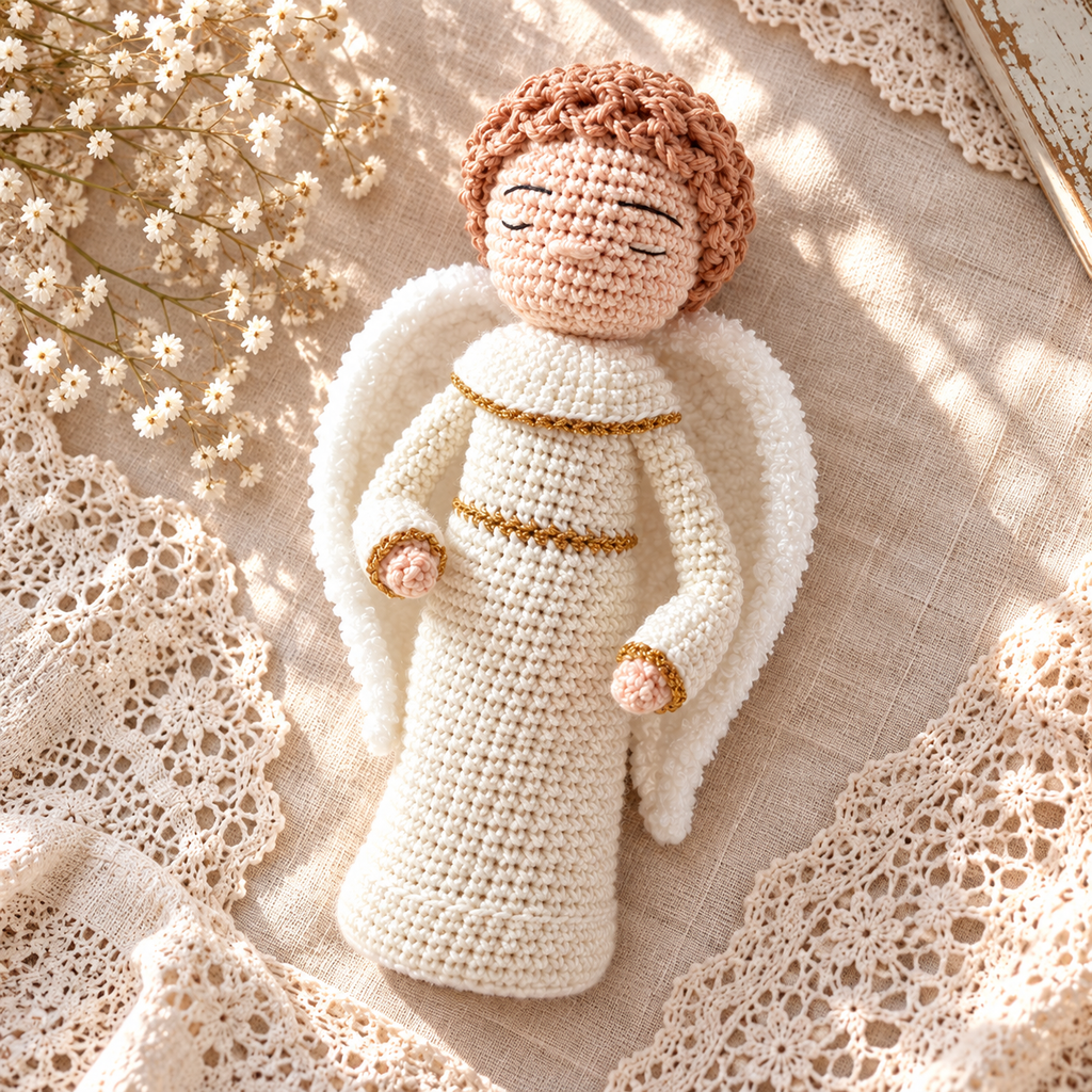 Crochet Angel Christmas Decor, Handmade Christian Keepsake