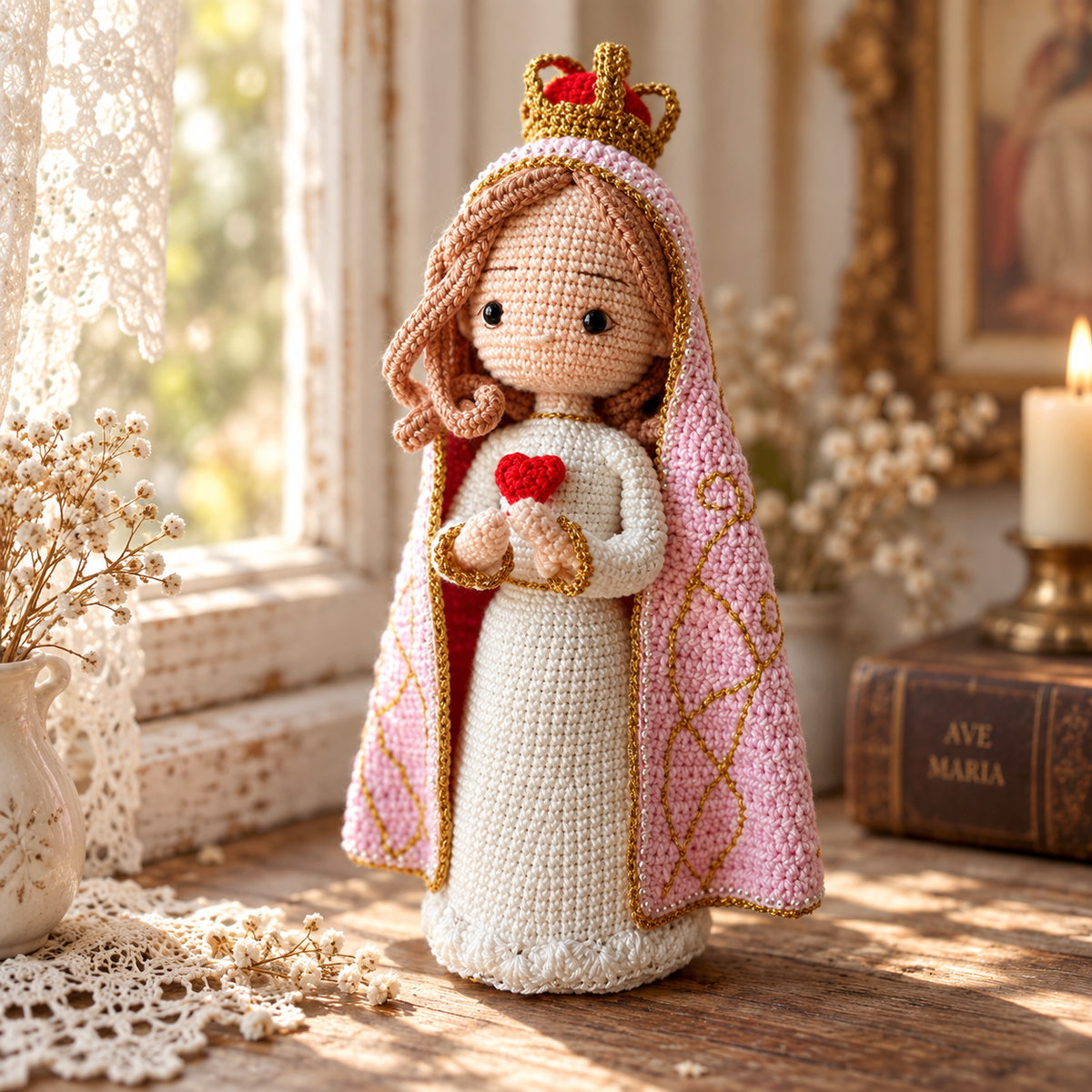 Crochet Virgin Mary Figure – Handmade Christmas Decor and Gift