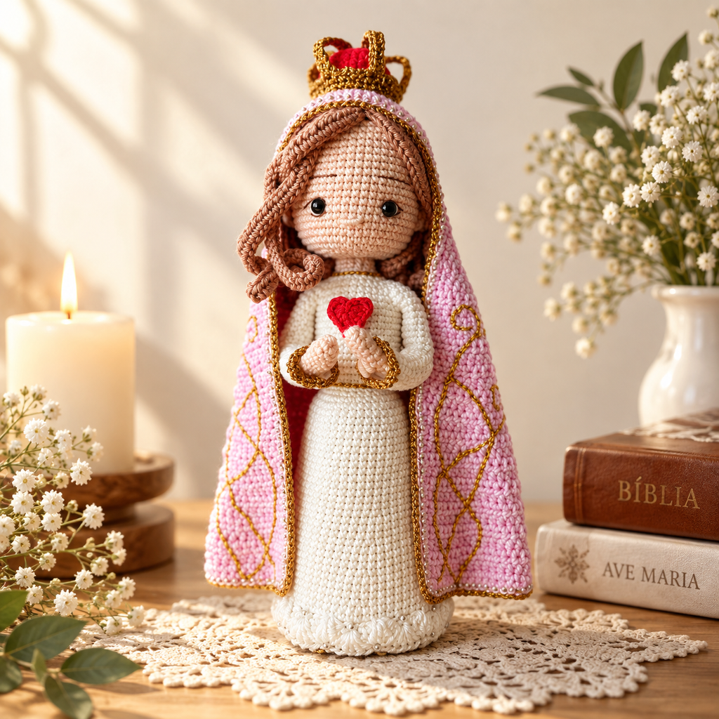 Crochet Virgin Mary Figure – Handmade Christmas Decor and Gift