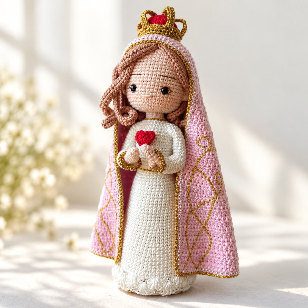 Crochet Virgin Mary Figure – Handmade Christmas Decor and Gift