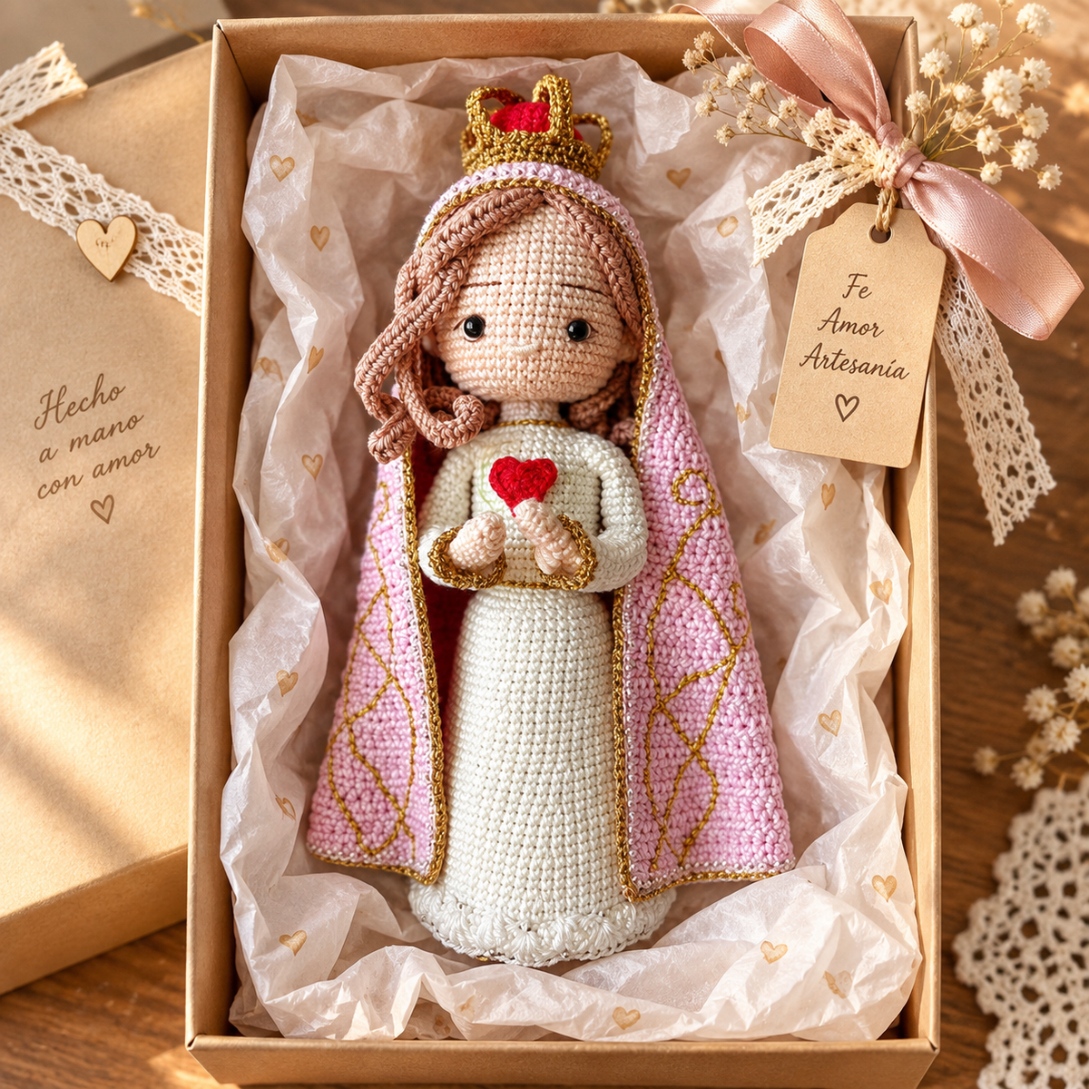 Crochet Virgin Mary Figure – Handmade Christmas Decor and Gift