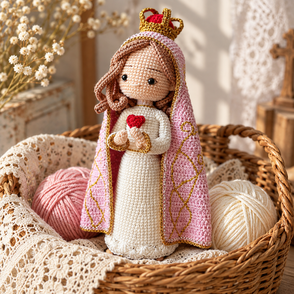 Crochet Virgin Mary Figure – Handmade Christmas Decor and Gift