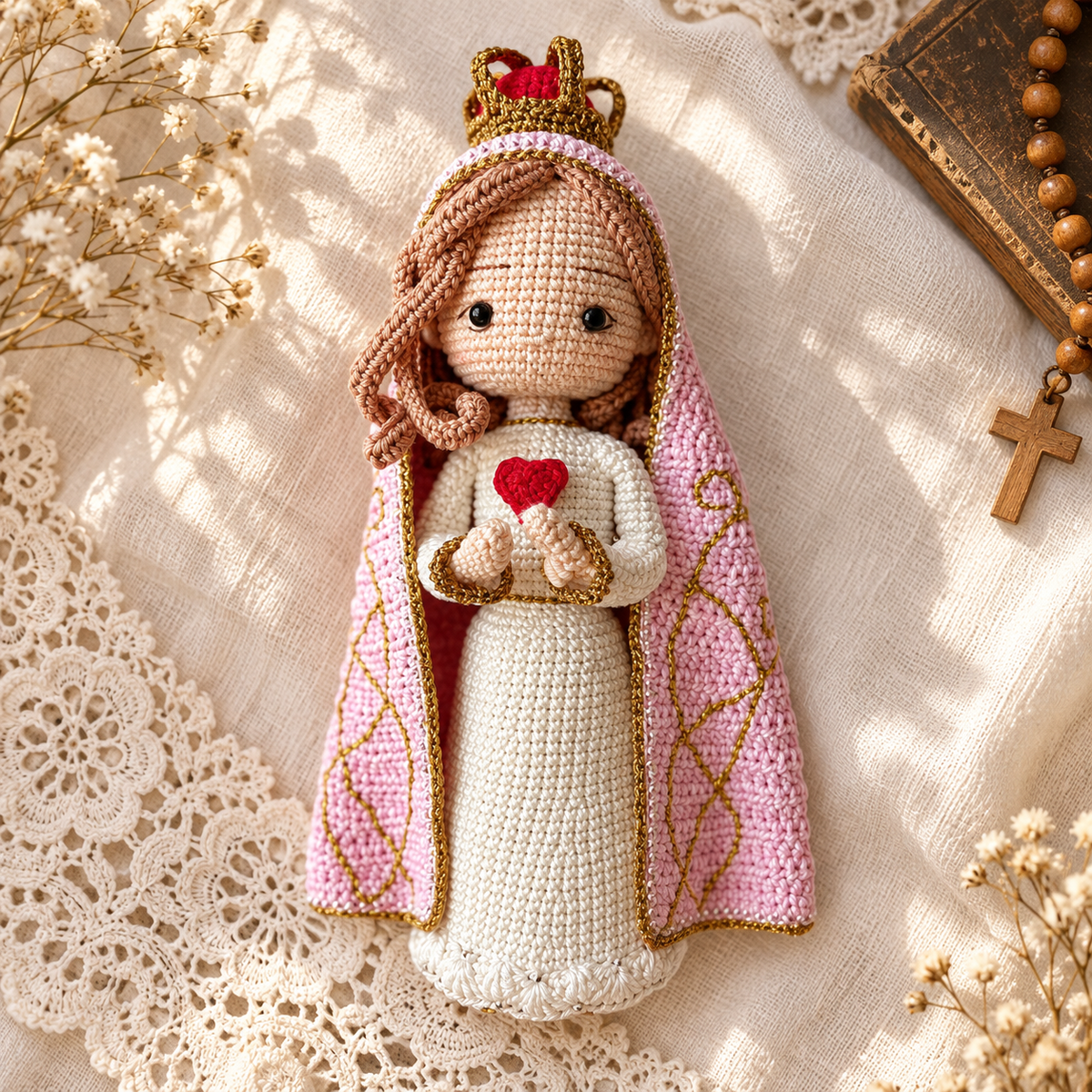 Crochet Virgin Mary Figure – Handmade Christmas Decor and Gift