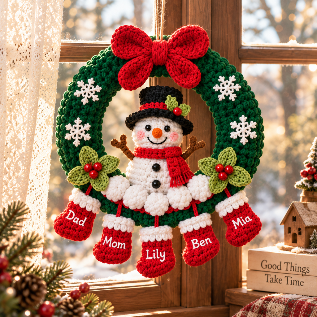 Personalized Christmas Wreath Family Name Door Hanging Decor and Gift